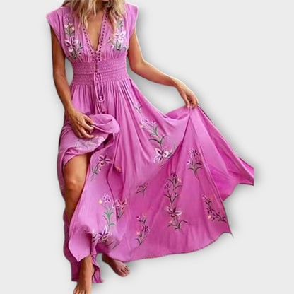 Felizia – Boho Kjole med Fortryllende Broderi