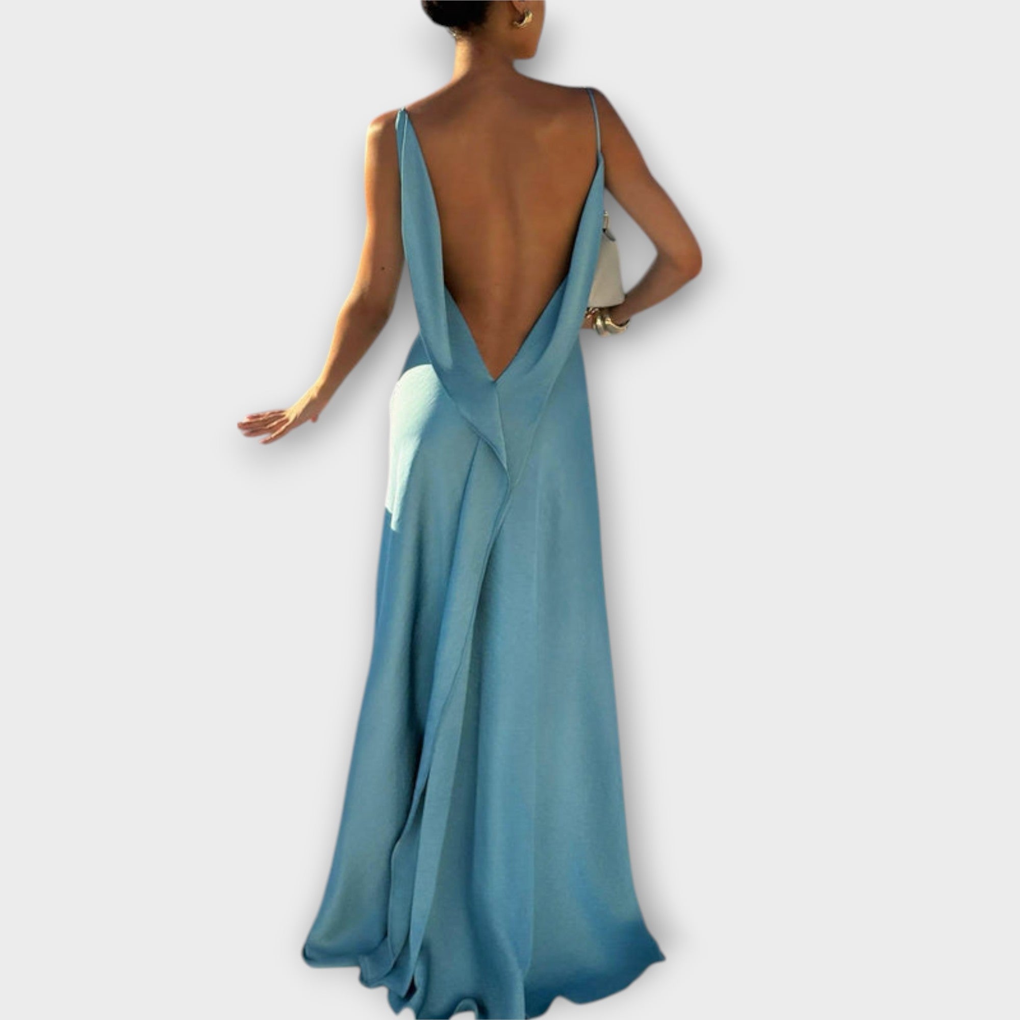 Hallie - Chic Satin Maxi Kjole med Høj Slids