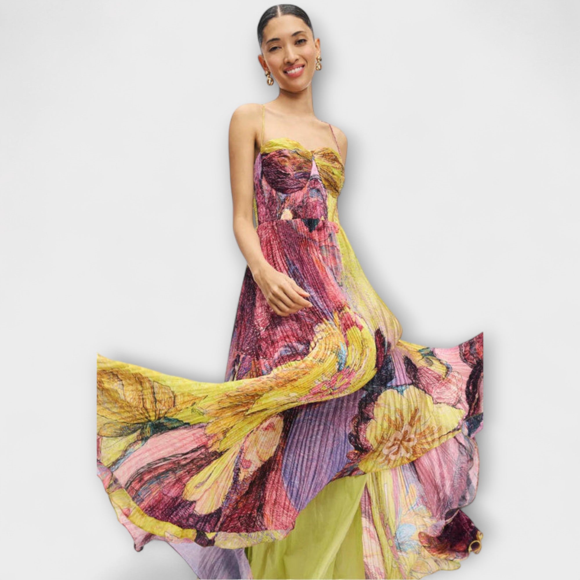 Kiara - Maxi Kjole med Livlig Ikat Print