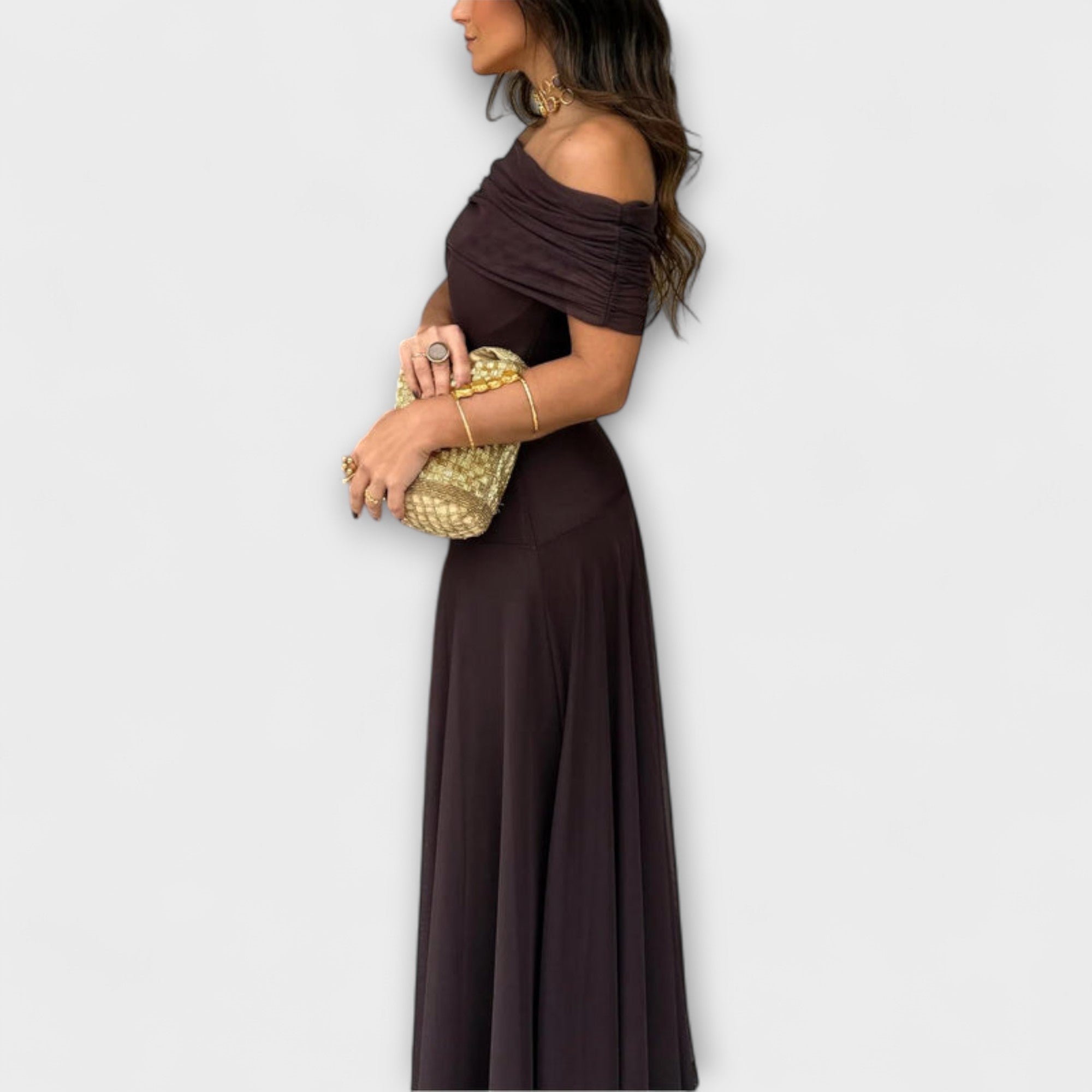 Eng - Toledo One-Shoulder Mesh Maxi Kjole