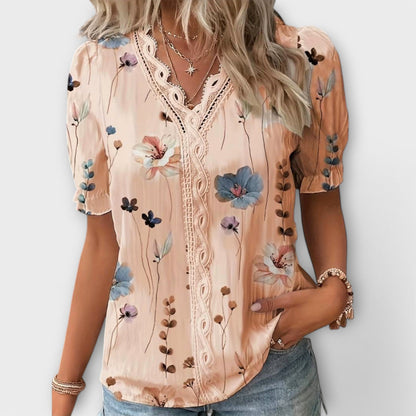 Emily - Fashionabel Bluse med V-udskæring