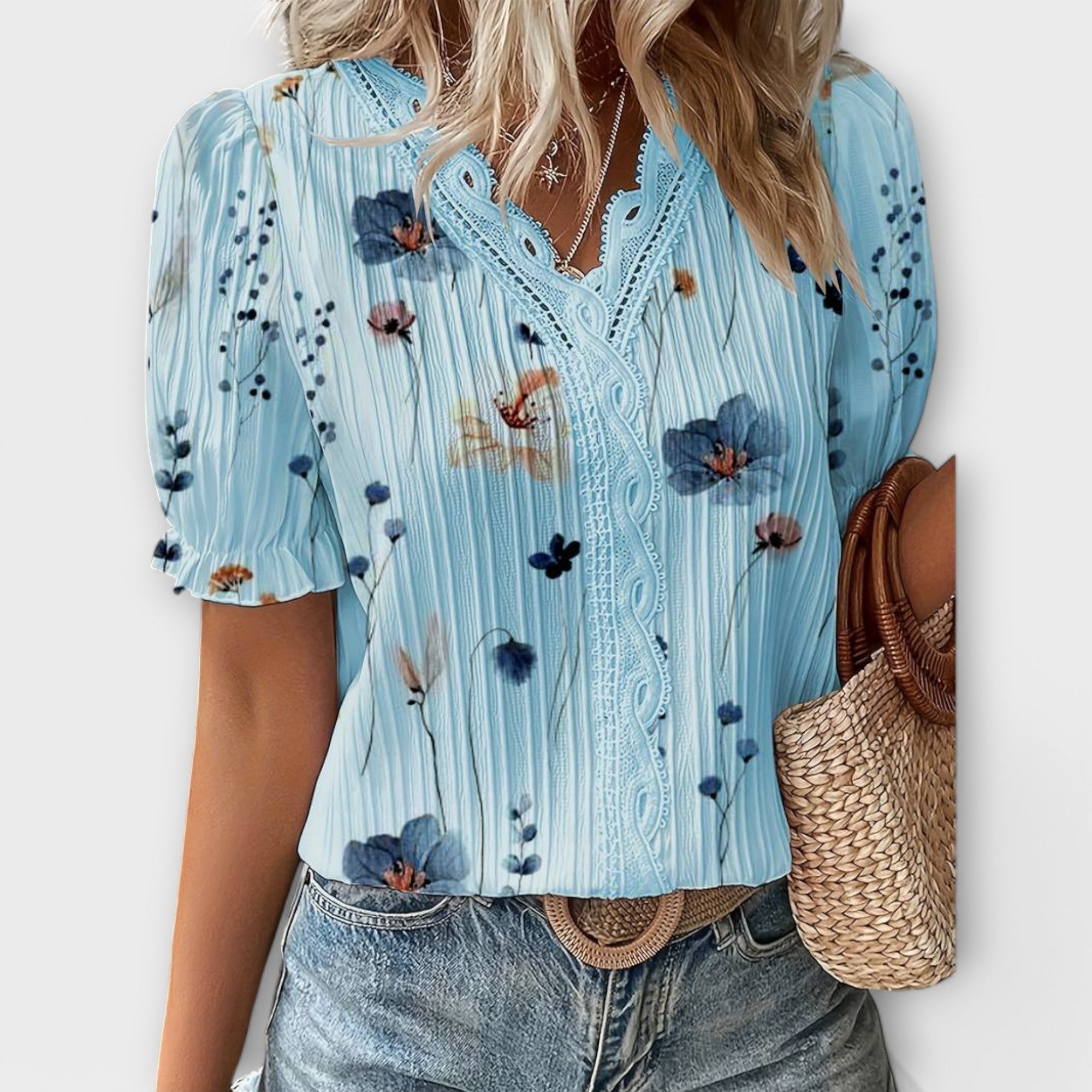 Emily - Fashionabel Bluse med V-udskæring