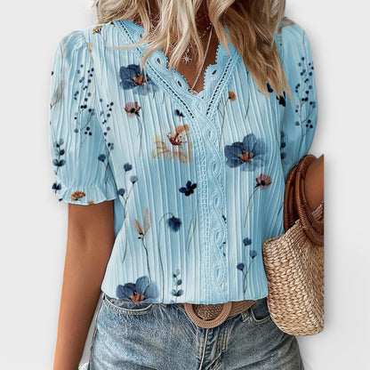 Emily - Fashionabel Bluse med V-udskæring