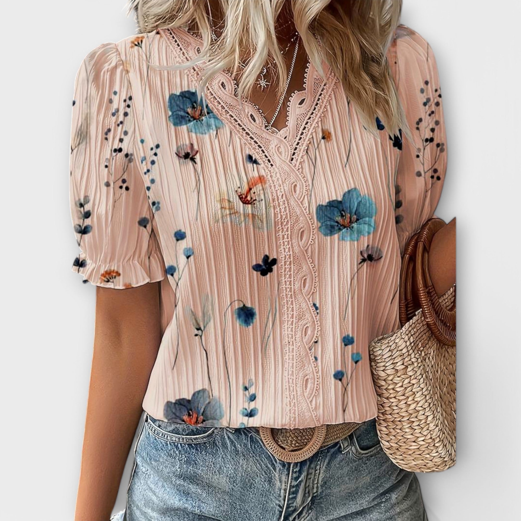 Emily - Fashionabel Bluse med V-udskæring
