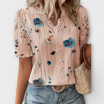 Emily - Fashionabel Bluse med V-udskæring