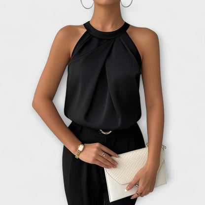 Skye - Chic Satin Bluse med Off-Shoulder Design