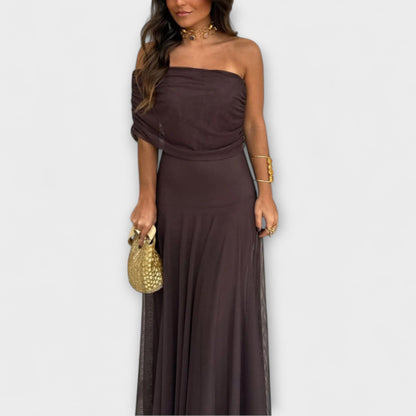 Eng - Toledo One-Shoulder Mesh Maxi Kjole