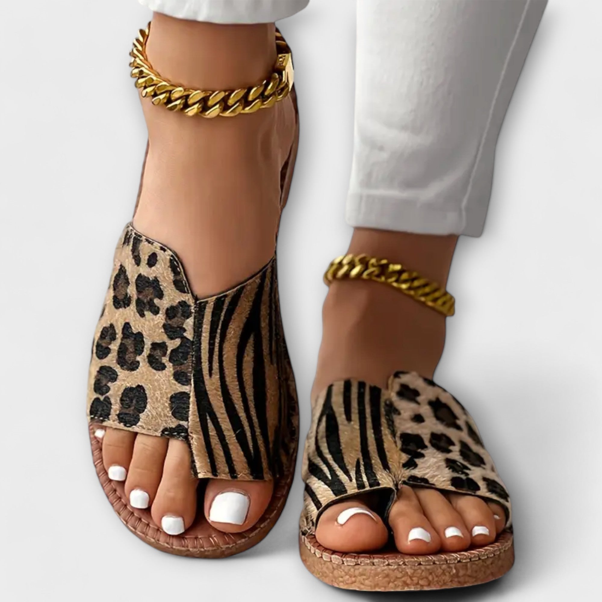 Stilfulde To-farvet Slides med Leopardprint