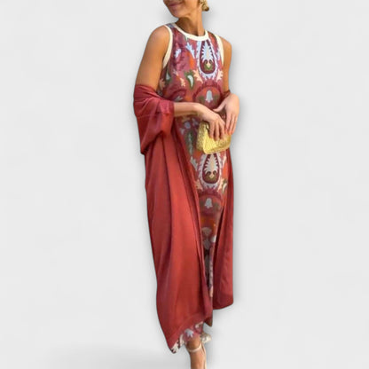 Selviane - Maxi Kjole med Matchende Cardigan