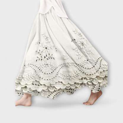 Luna – Boho Maxi Nederdel med Broderi
