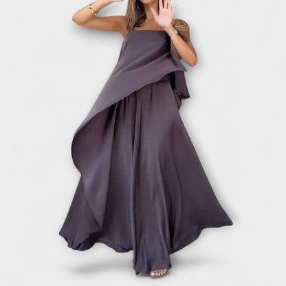 Ruby - Chic Ærmeløs Bandeau Top og Nederdel