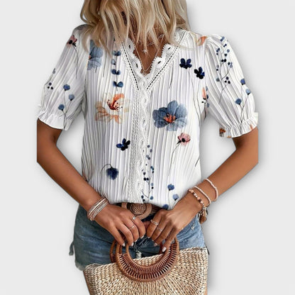 Emily - Fashionabel Bluse med V-udskæring