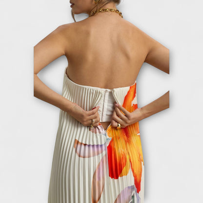 Michelle - Sweetheart Maxi Kjole i Orange Blomster