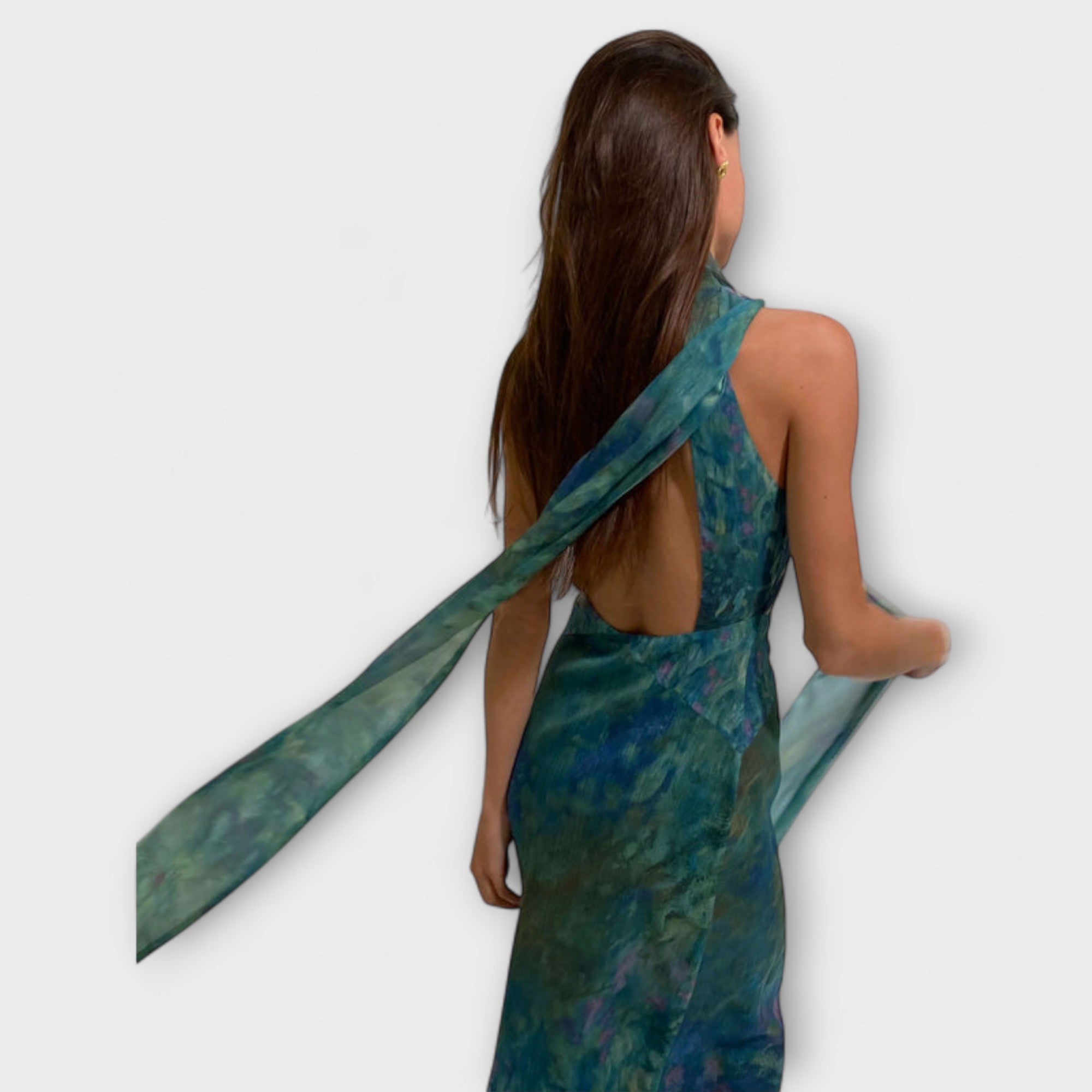 Maisie - Monet Iris Print Maxi Kjole