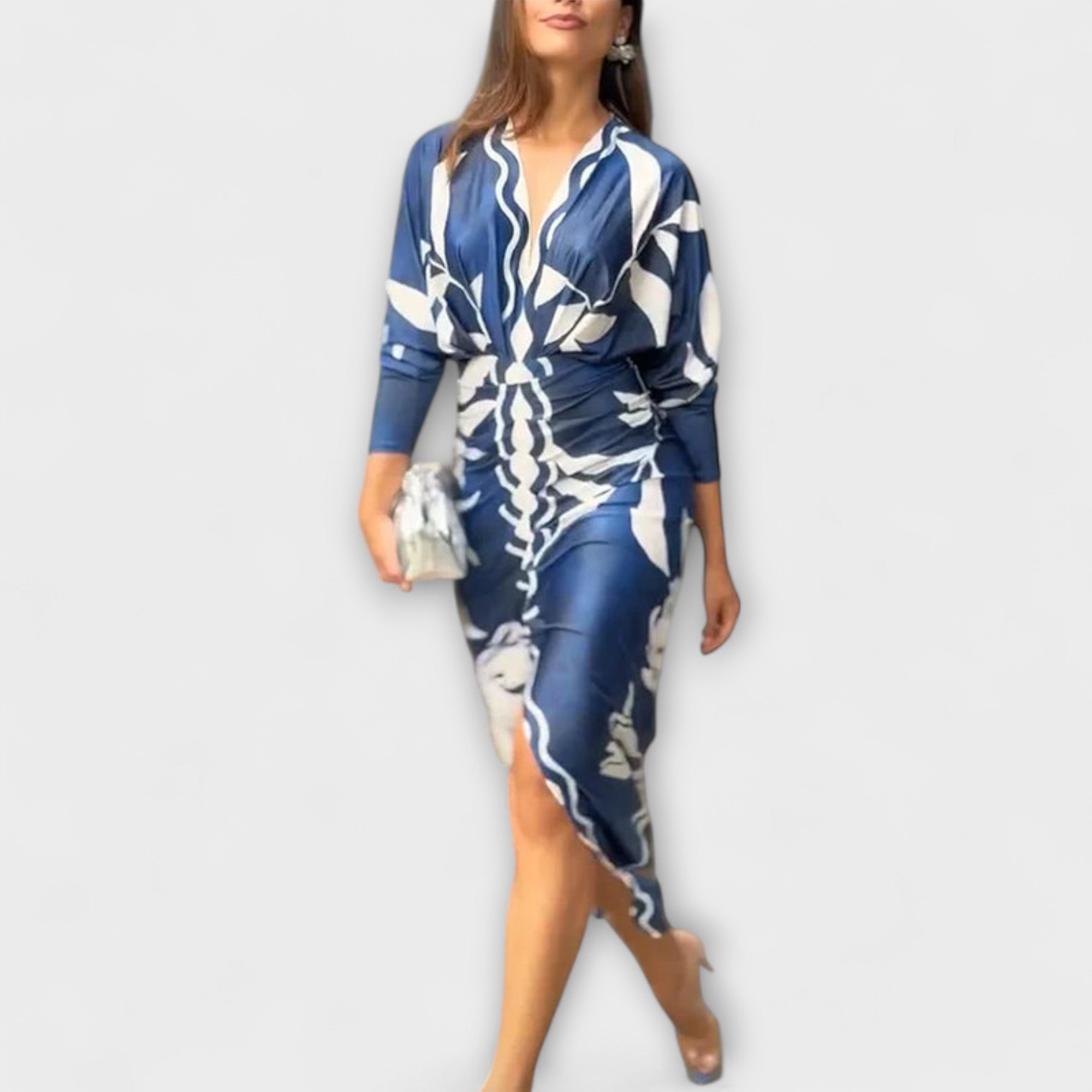 Cleo - Unik Dolman Midi Kjole med Brasiliansk Print