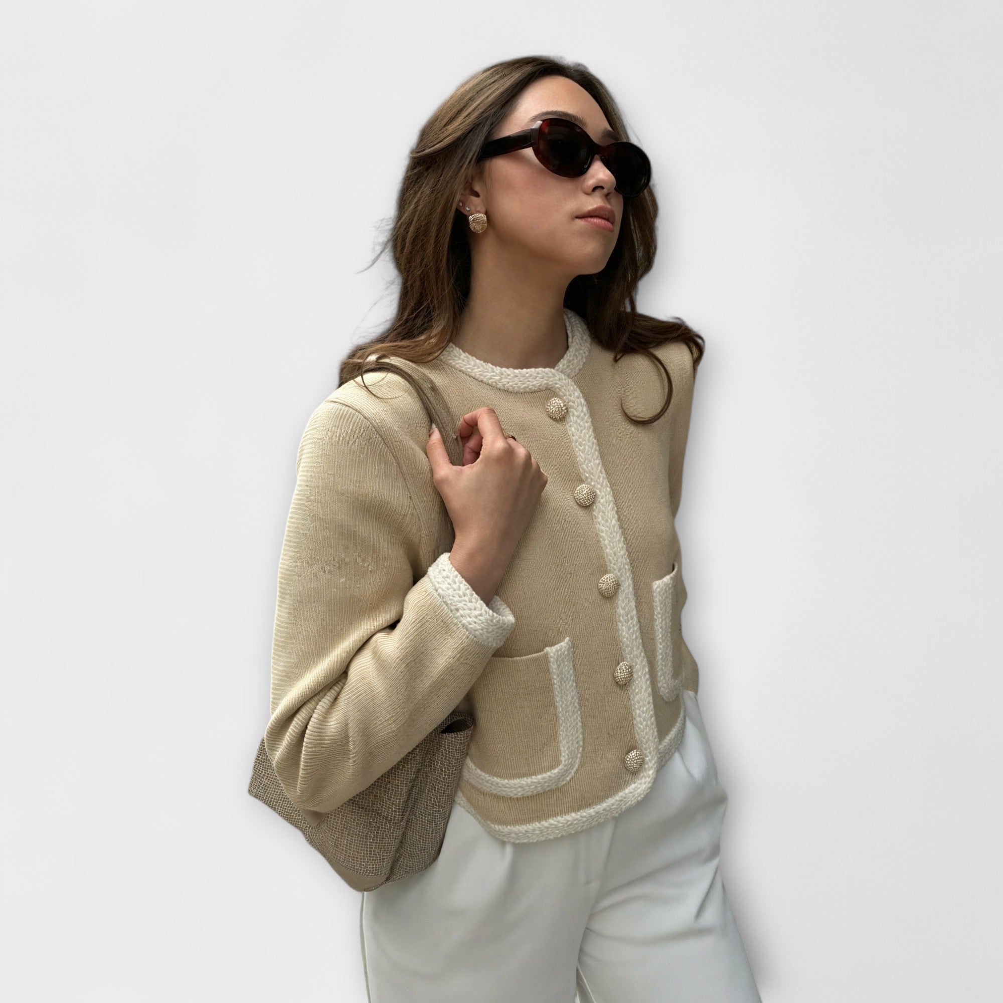 Klassisk Cardigan med Dekorative Lommer