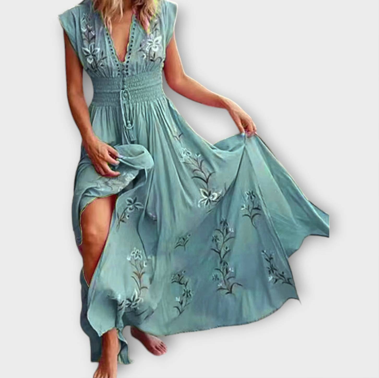 Felizia – Boho Kjole med Fortryllende Broderi