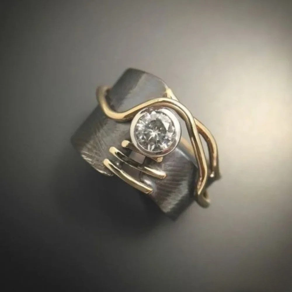 Retro Mørk Sølv Zirconia Ring