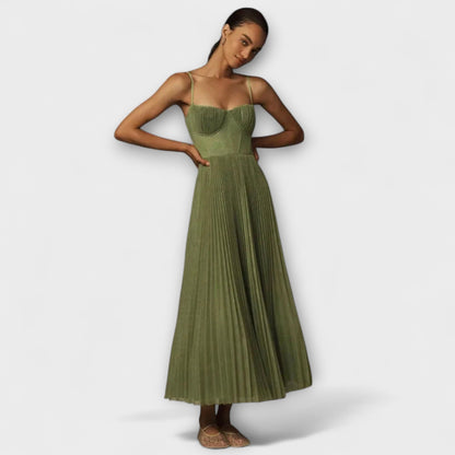 Marilyn - Midi Tulle Plisseret Nederdel Kjole med Bustier Design