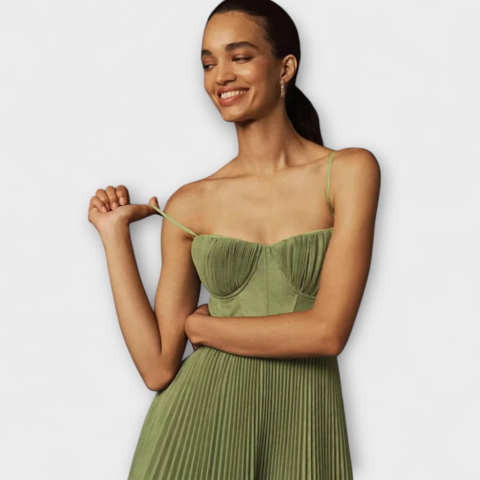 Marilyn - Midi Tulle Plisseret Nederdel Kjole med Bustier Design