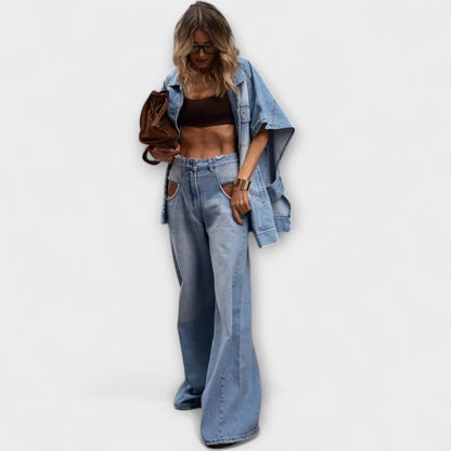 Blair - Løs-Fittende Ærmeløs Denim Sæt