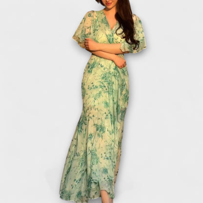 Lana - Stilfuld Blomster V-Hals Kjole