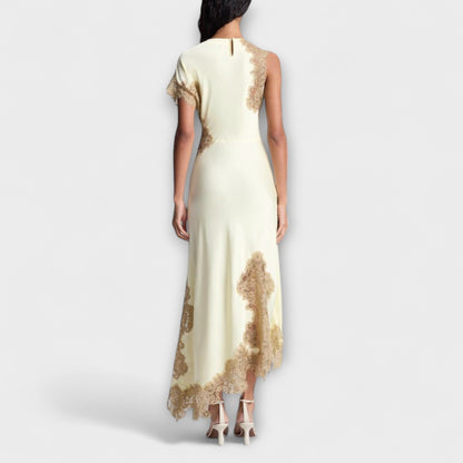 Margaret - Maxi Kjole med Satin og Blonde Detaljer