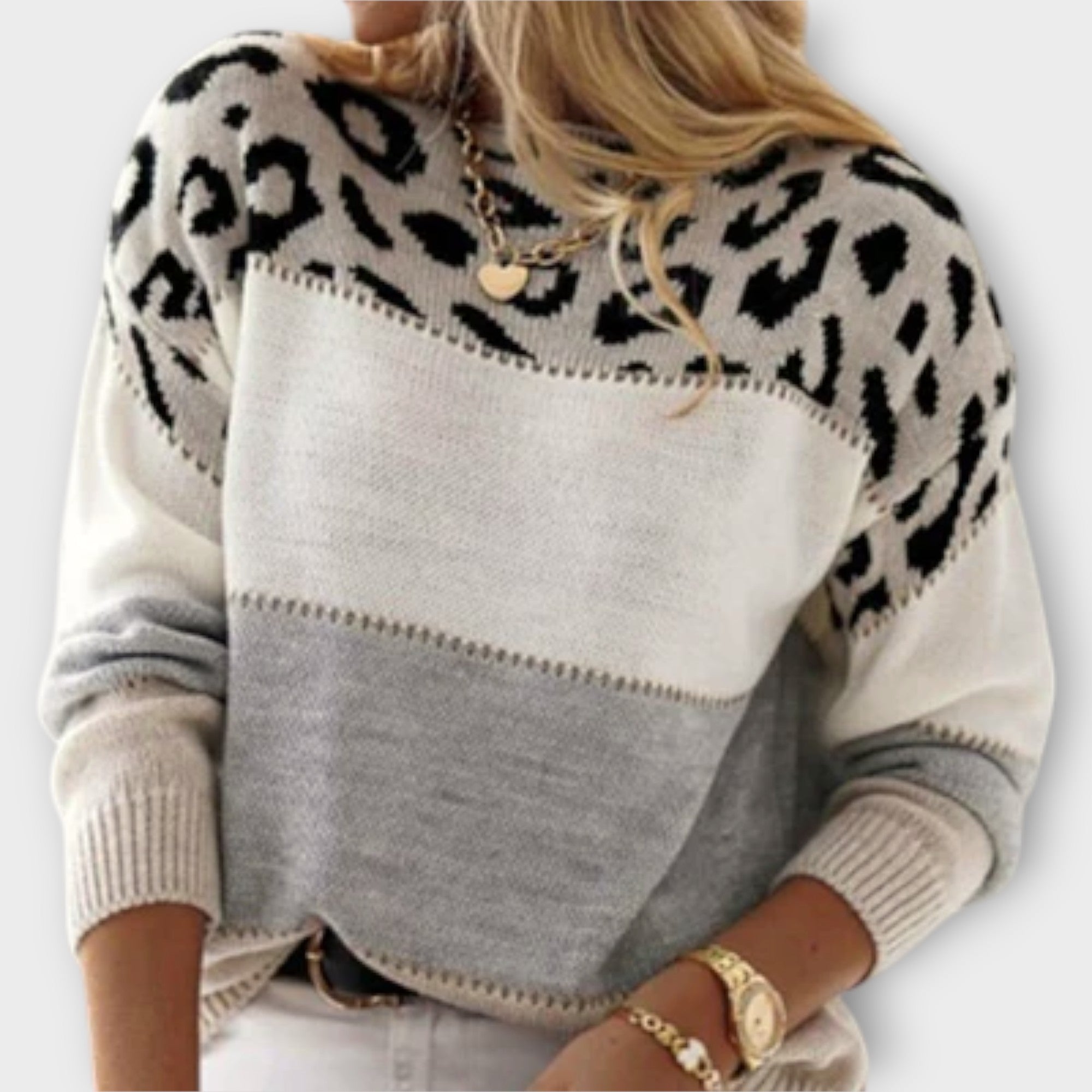 Cheyenne - Casual Sweater med Leopard Design