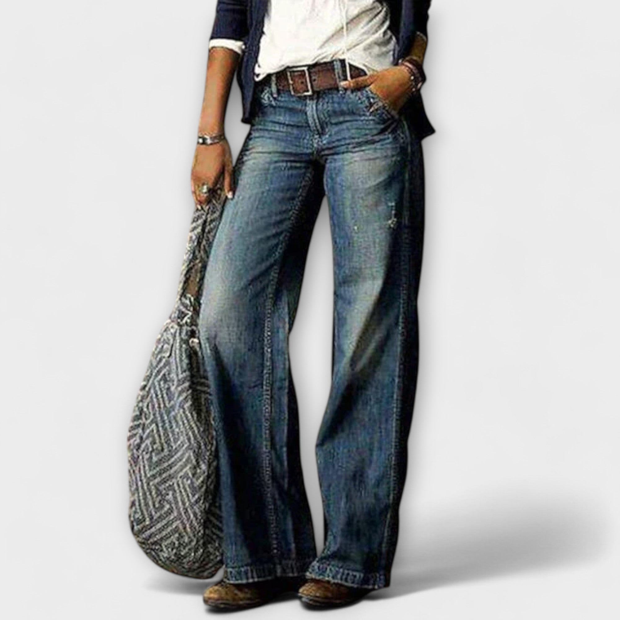 Cess - Denim Bukser med Bred Ben