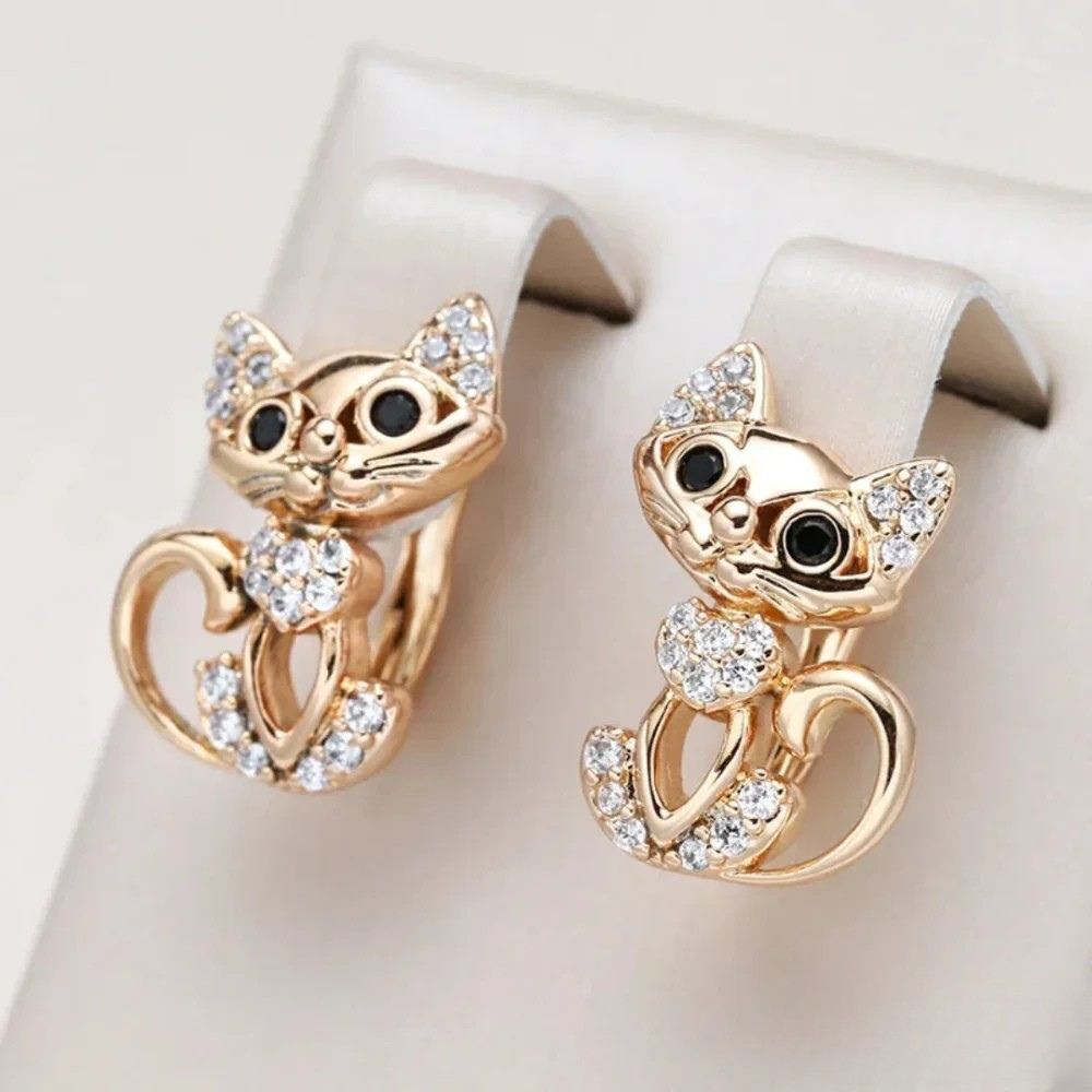 Elegant Zirconia Kat Øreringe