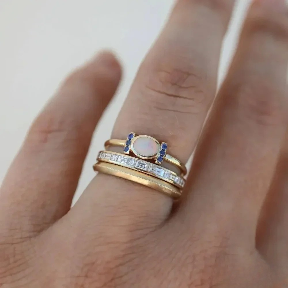 Sæt af Vintage Guld Opal Ringe