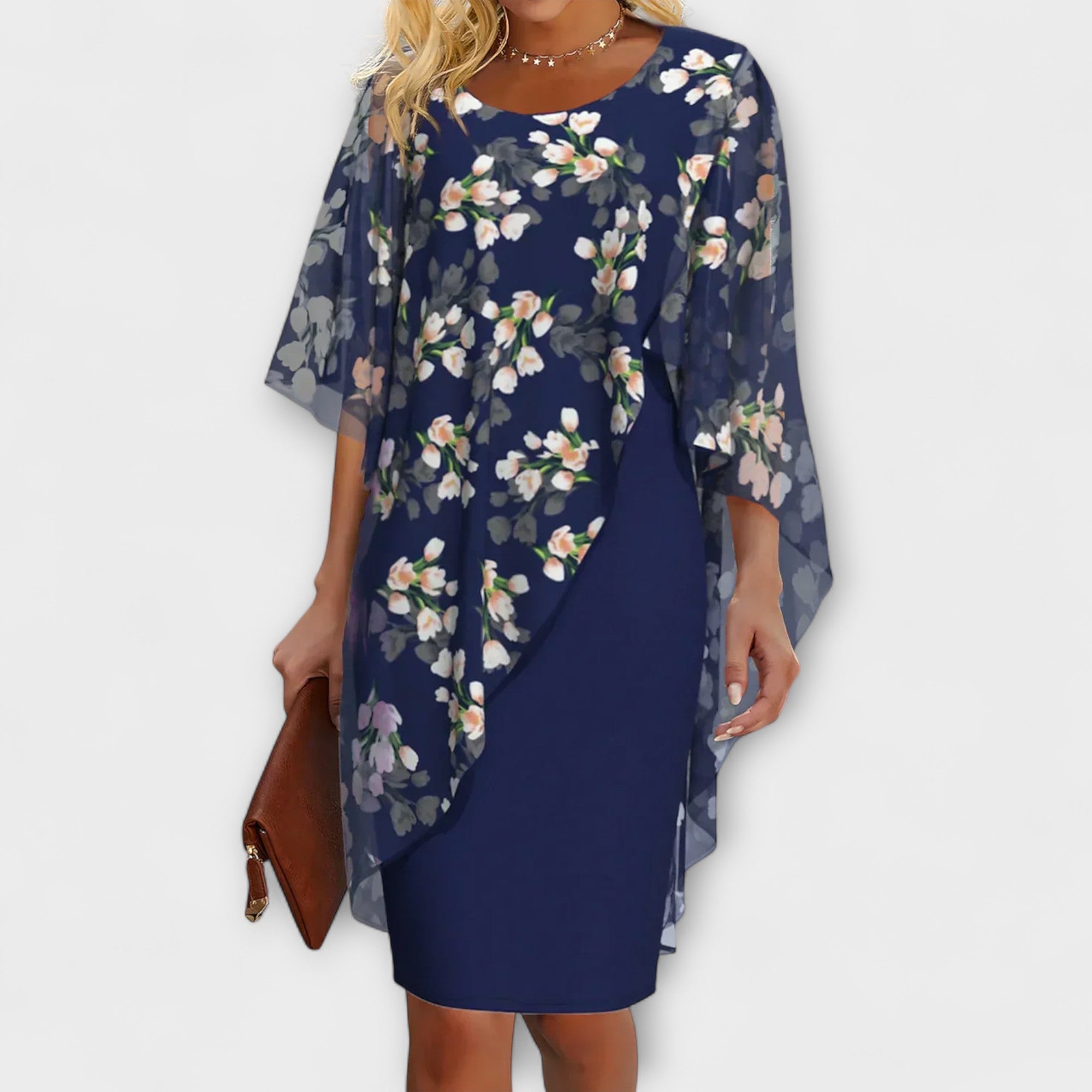 Lyanna - Floral Chiffon Kjole til Kvinder