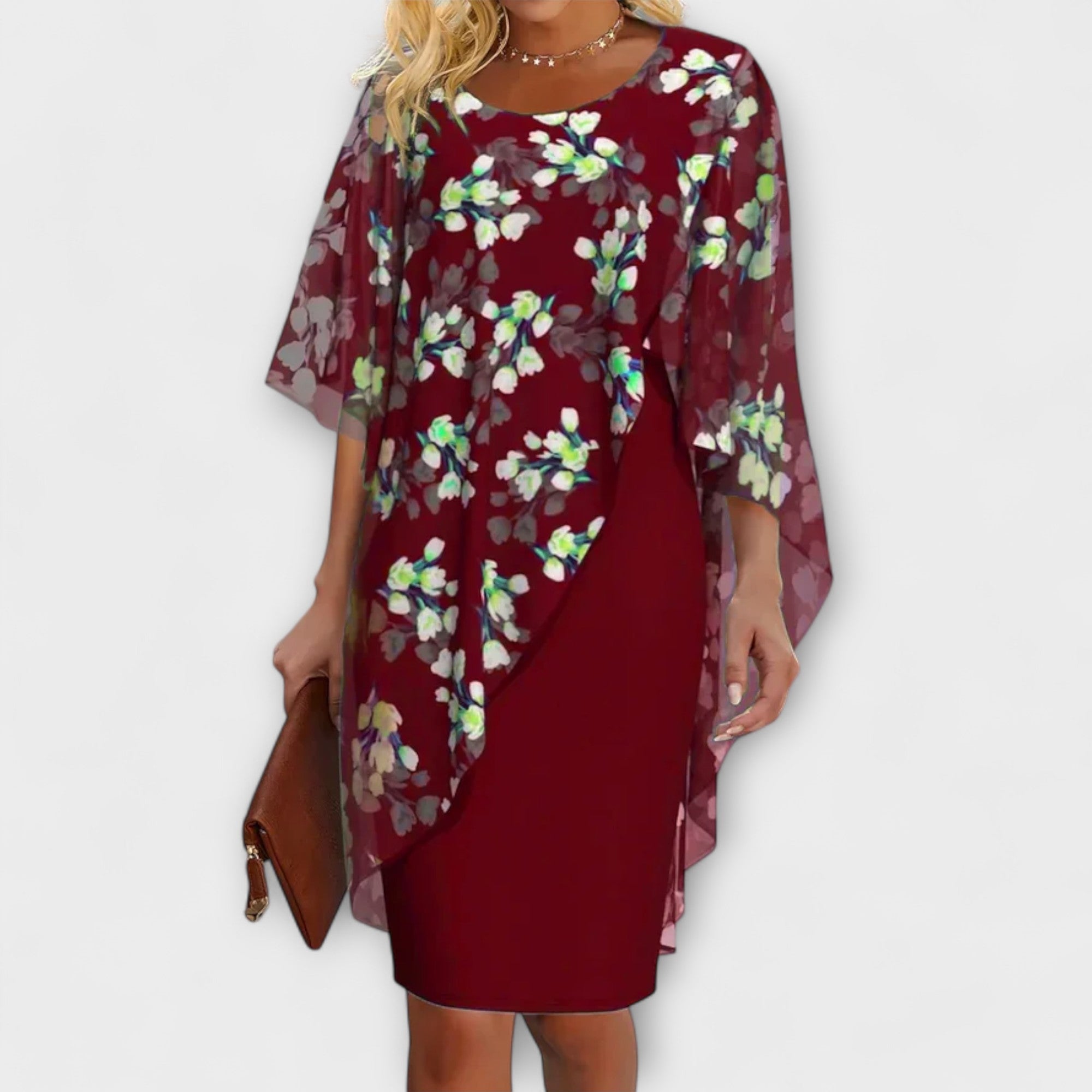 Lyanna - Floral Chiffon Kjole til Kvinder