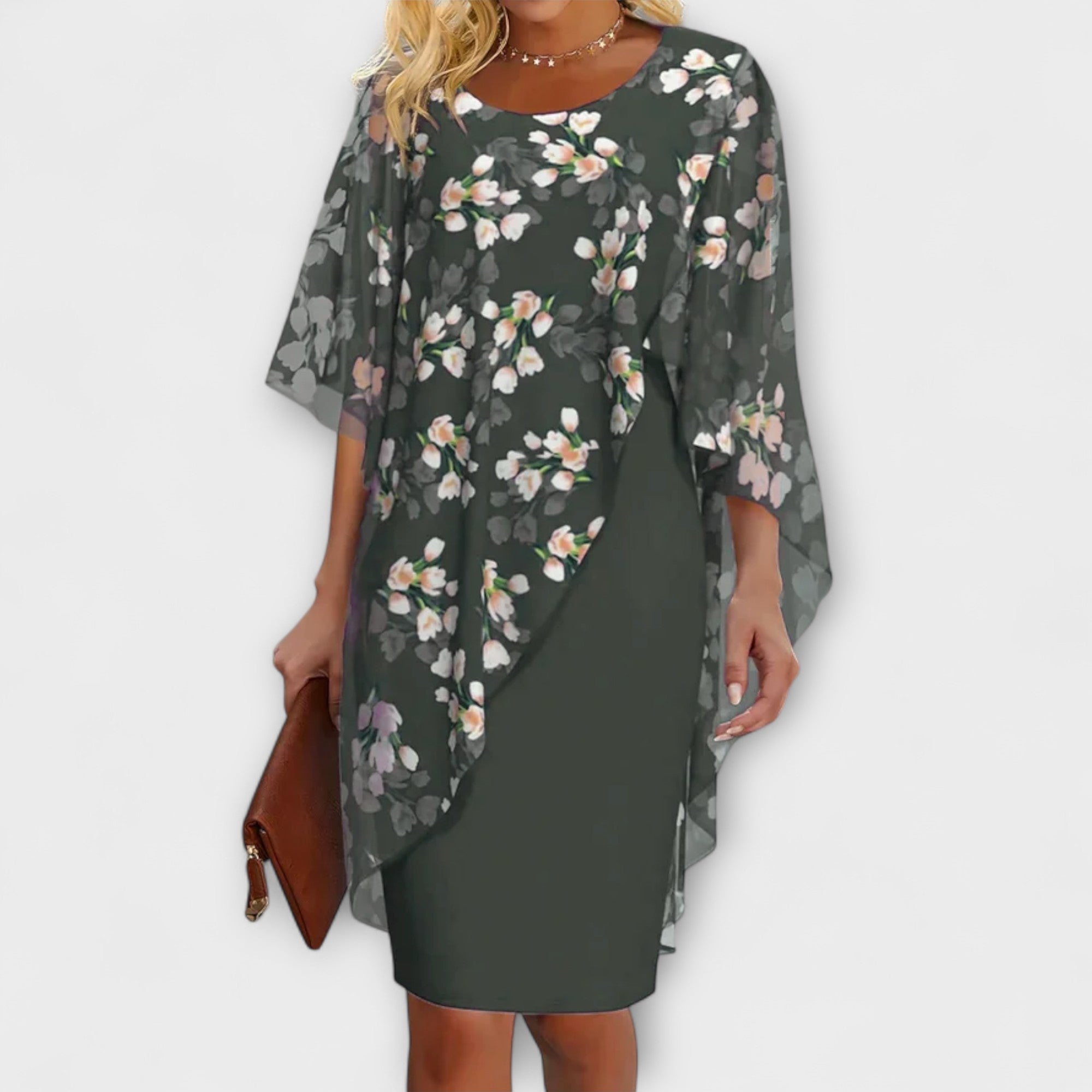 Lyanna - Floral Chiffon Kjole til Kvinder