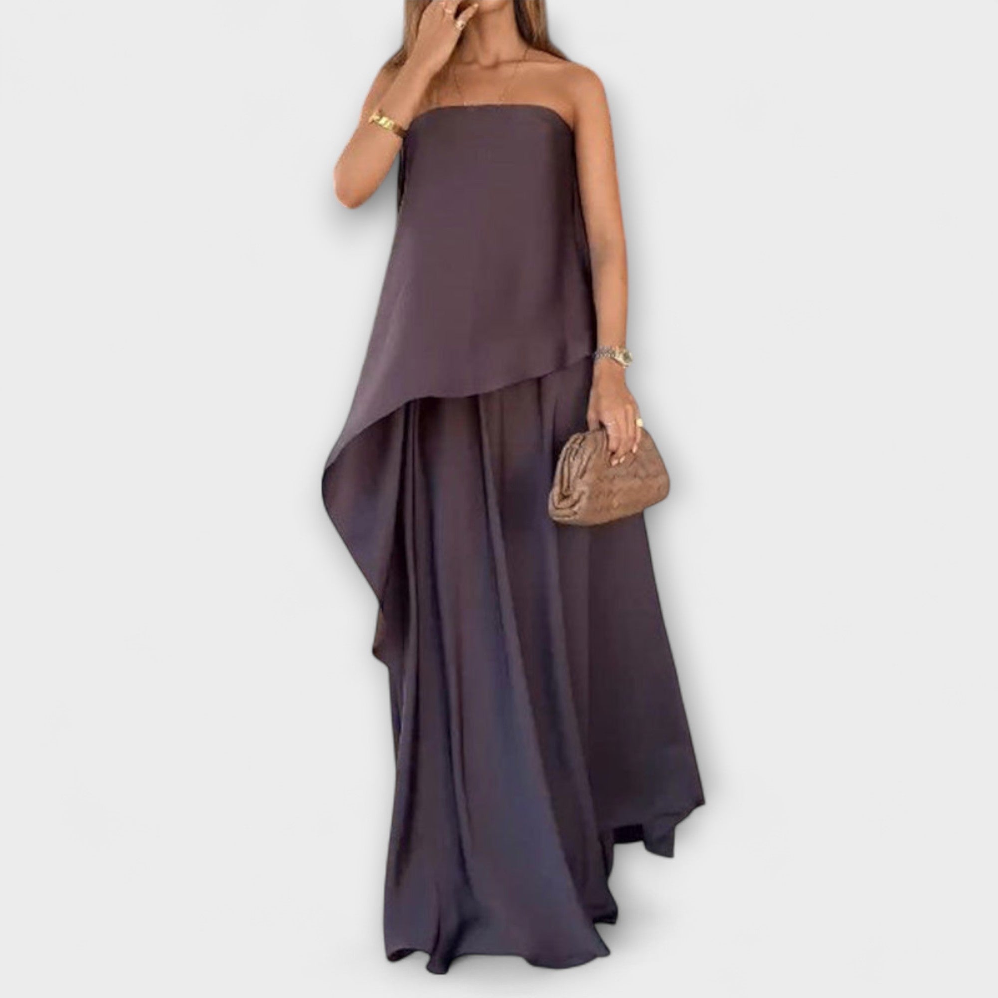 Ruby - Chic Ærmeløs Bandeau Top og Nederdel
