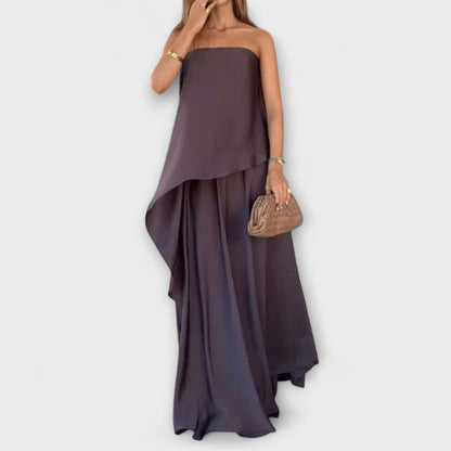 Ruby - Chic Ærmeløs Bandeau Top og Nederdel