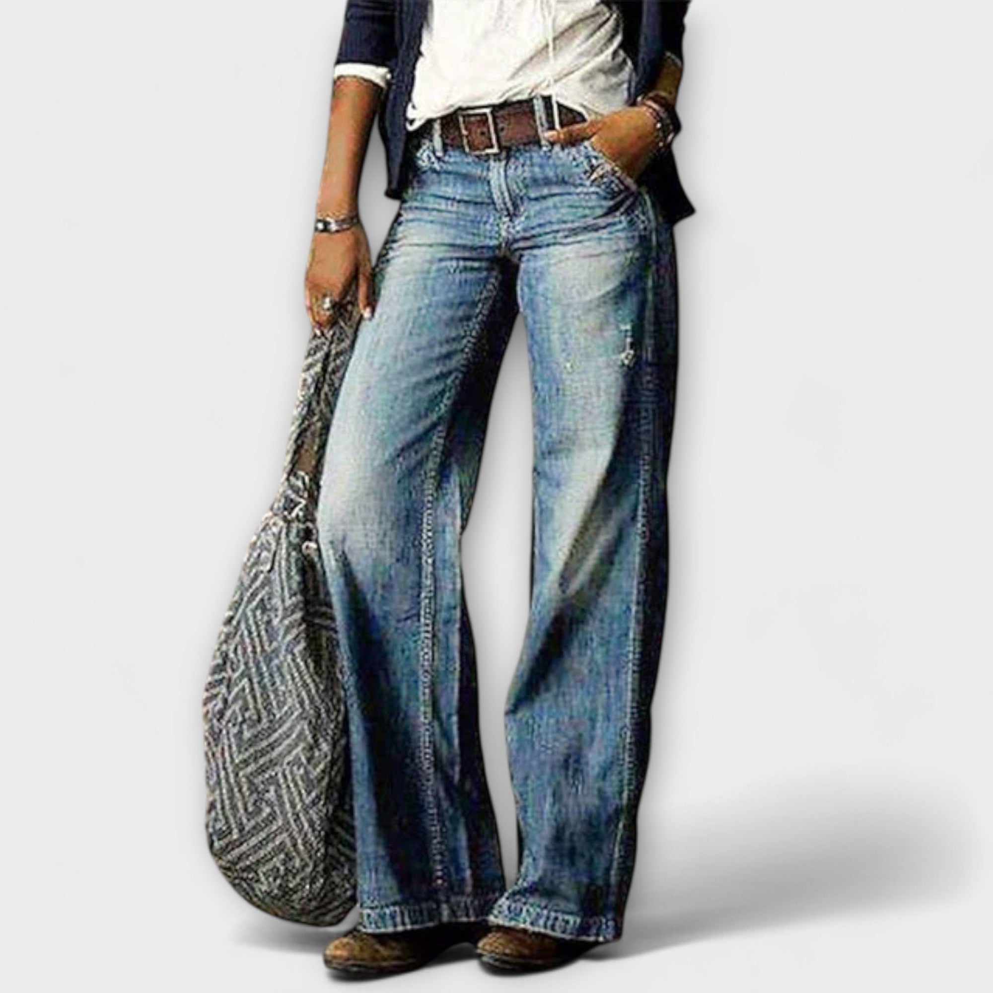 Cess - Denim Bukser med Bred Ben