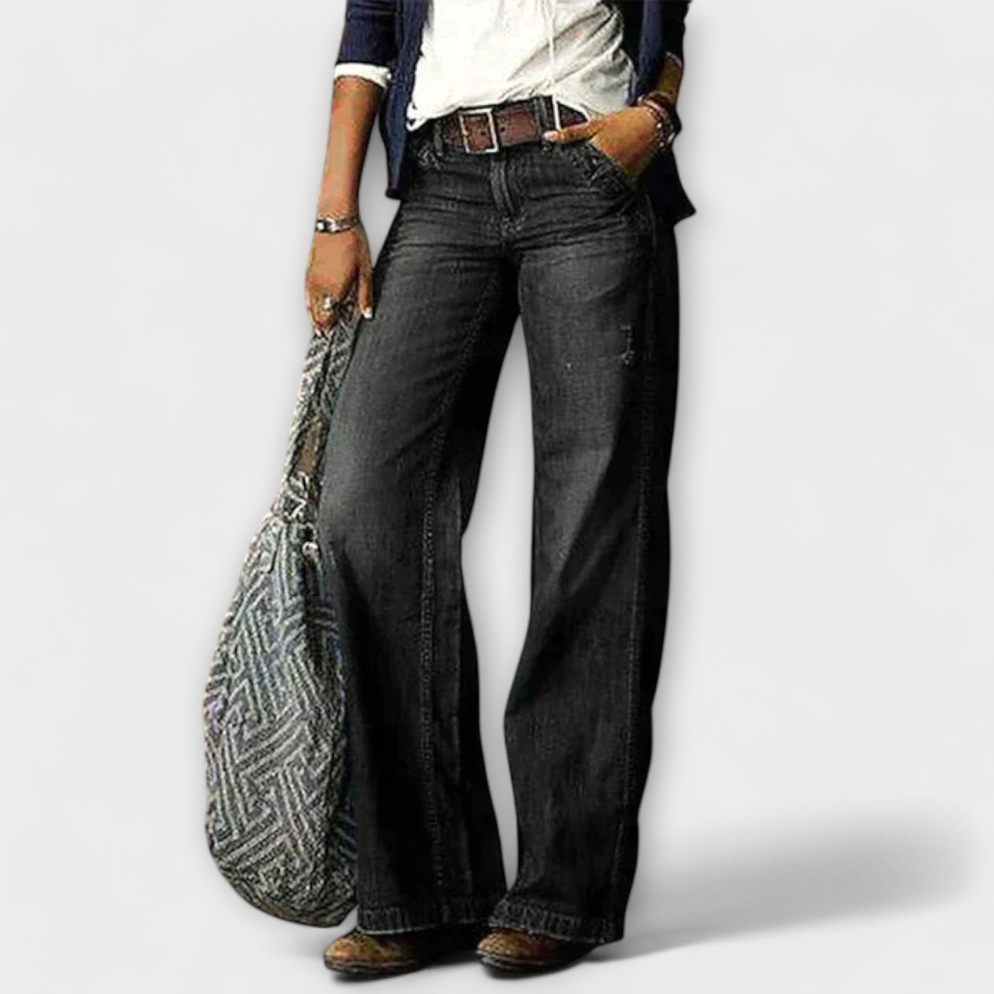 Cess - Denim Bukser med Bred Ben