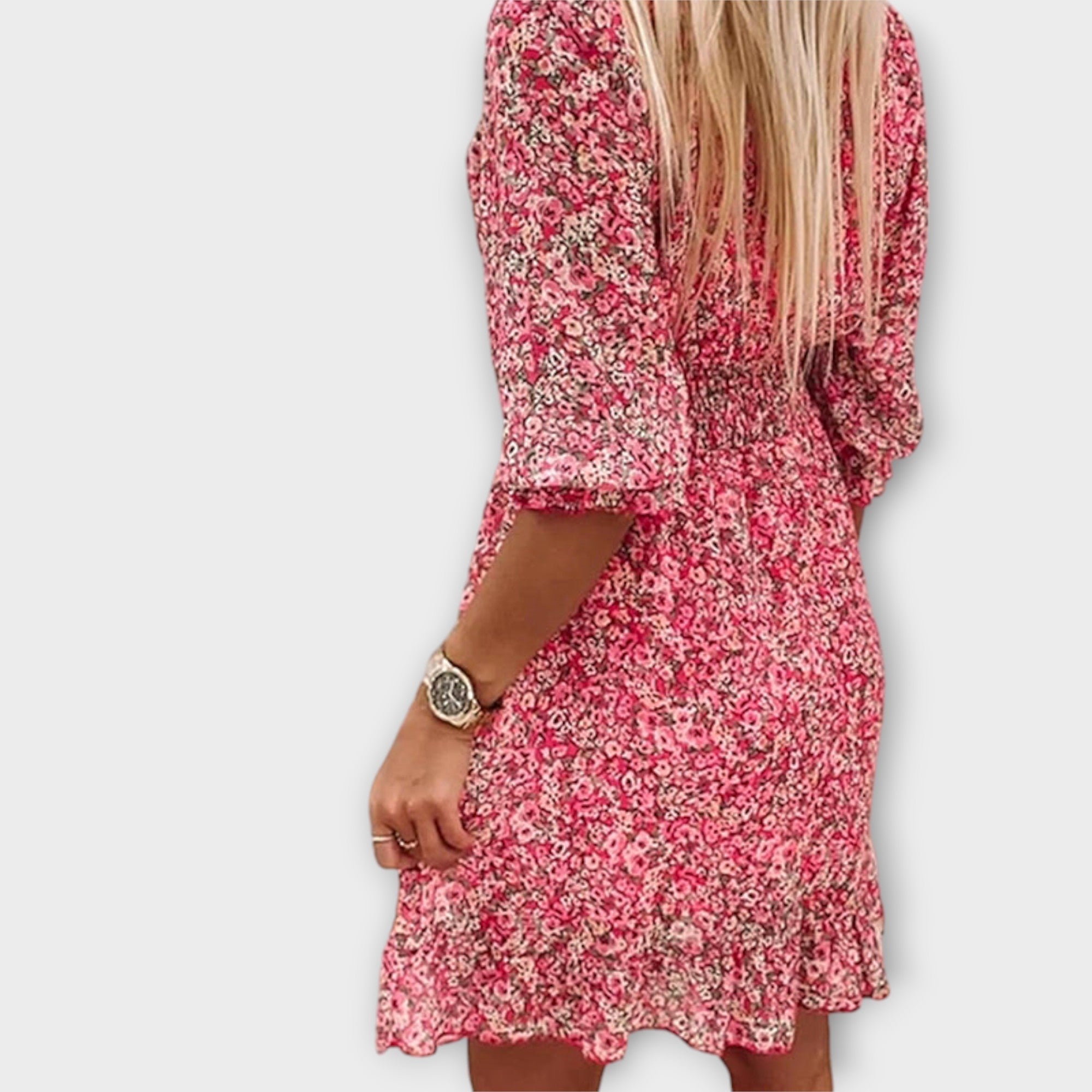 Blomster Puffærmet Kjole til Kvinder