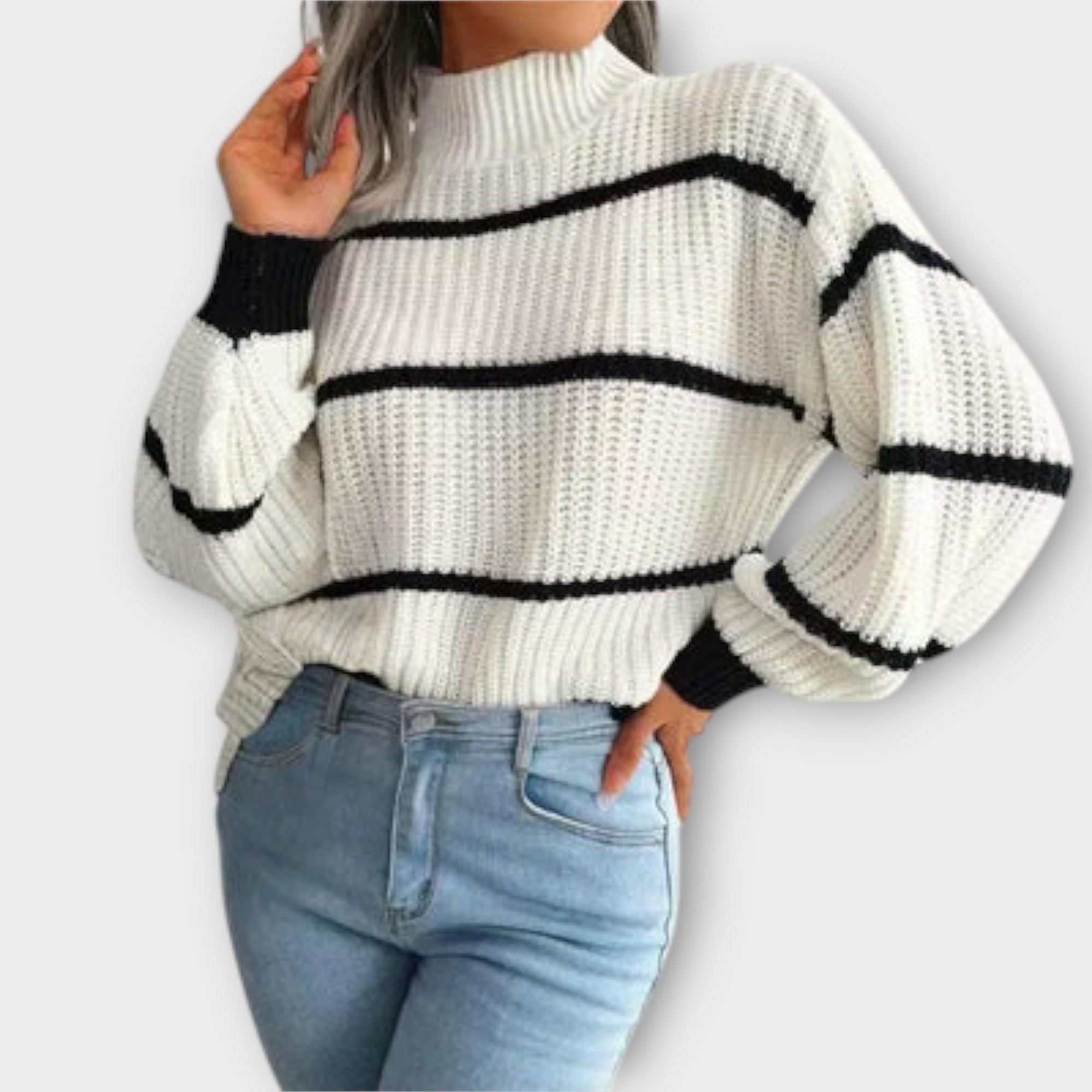 Chavala - Turtleneck Sweater med Striber