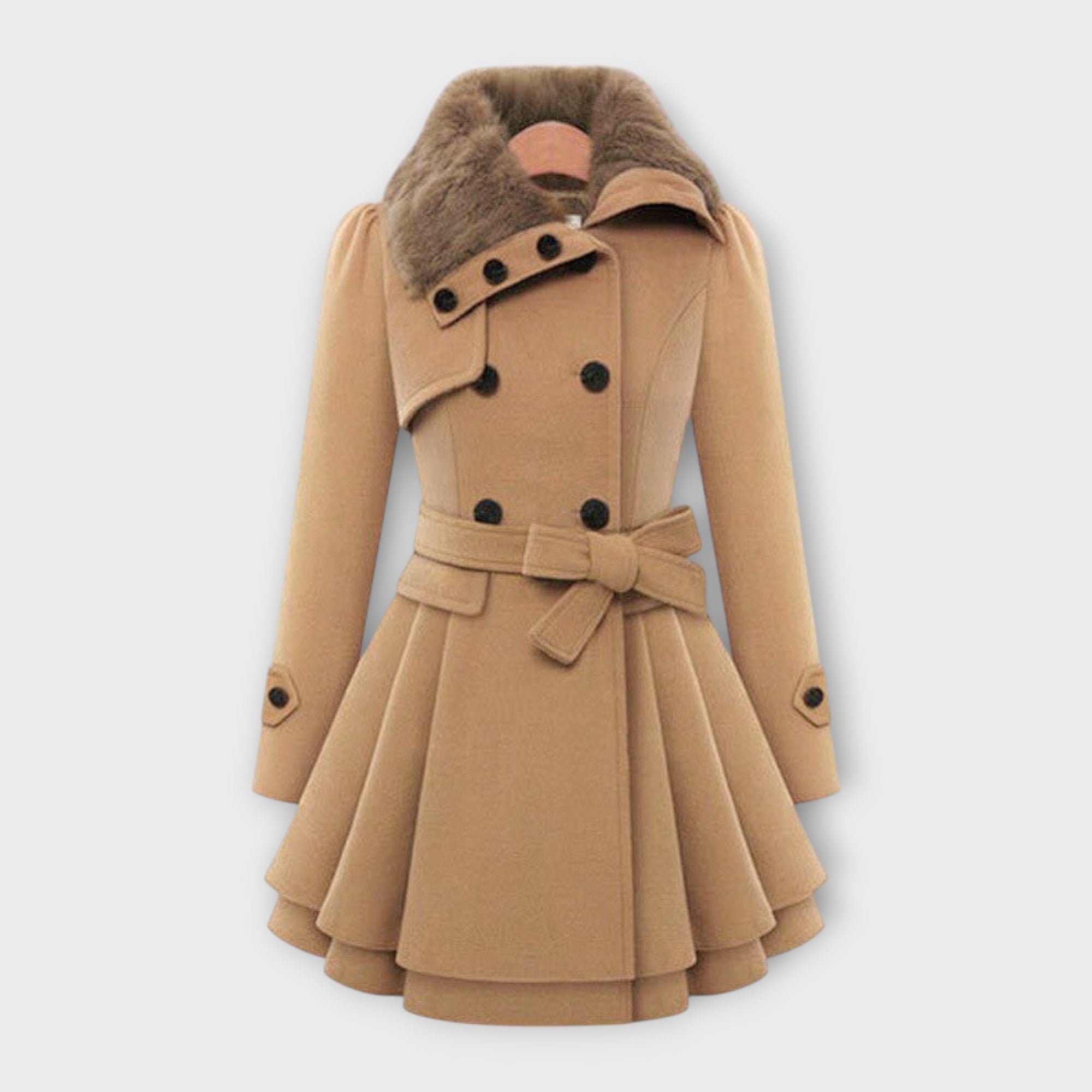 Emma - Elegant Frakke med Faux Fur Krave