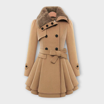 Emma - Elegant Frakke med Faux Fur Krave