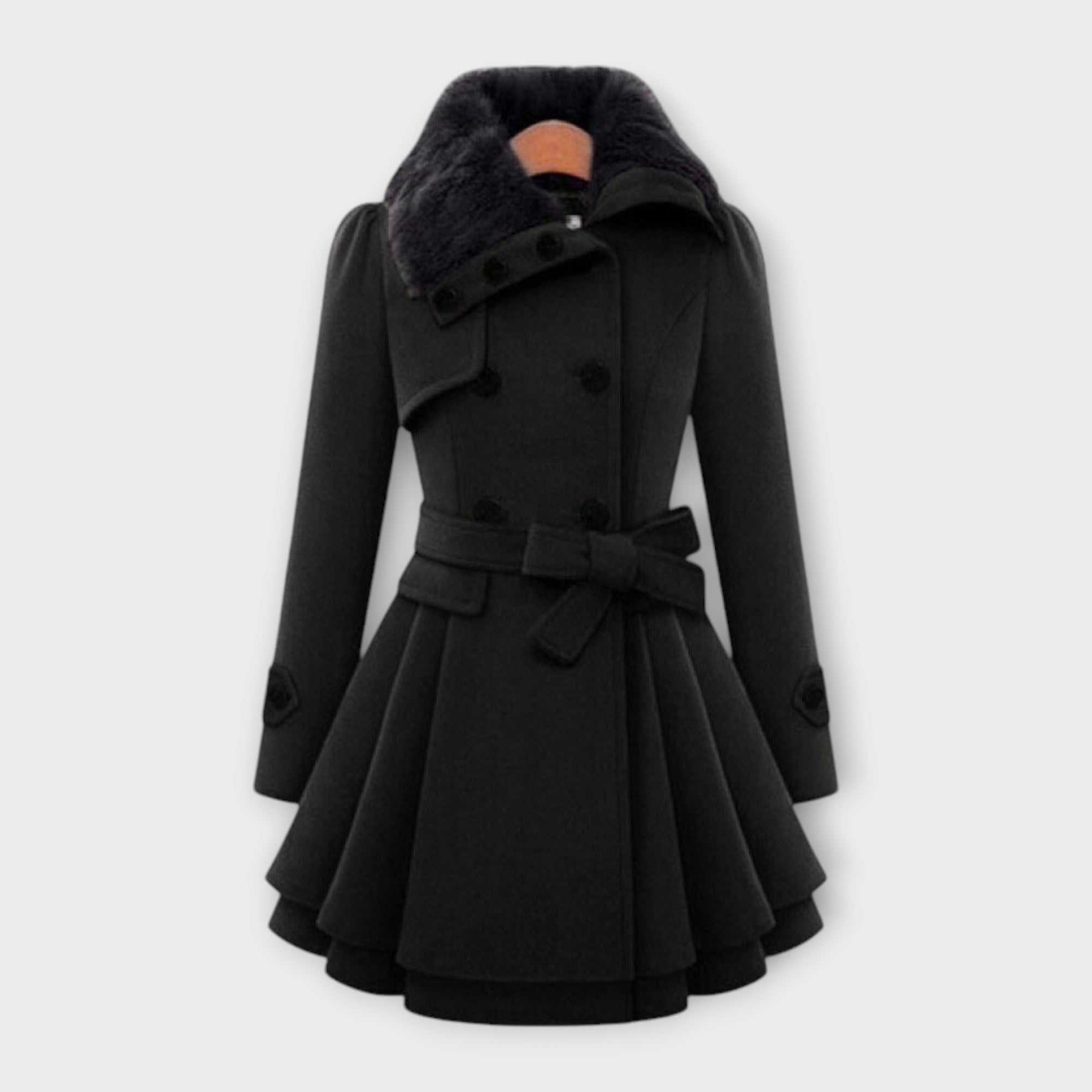 Emma - Elegant Frakke med Faux Fur Krave