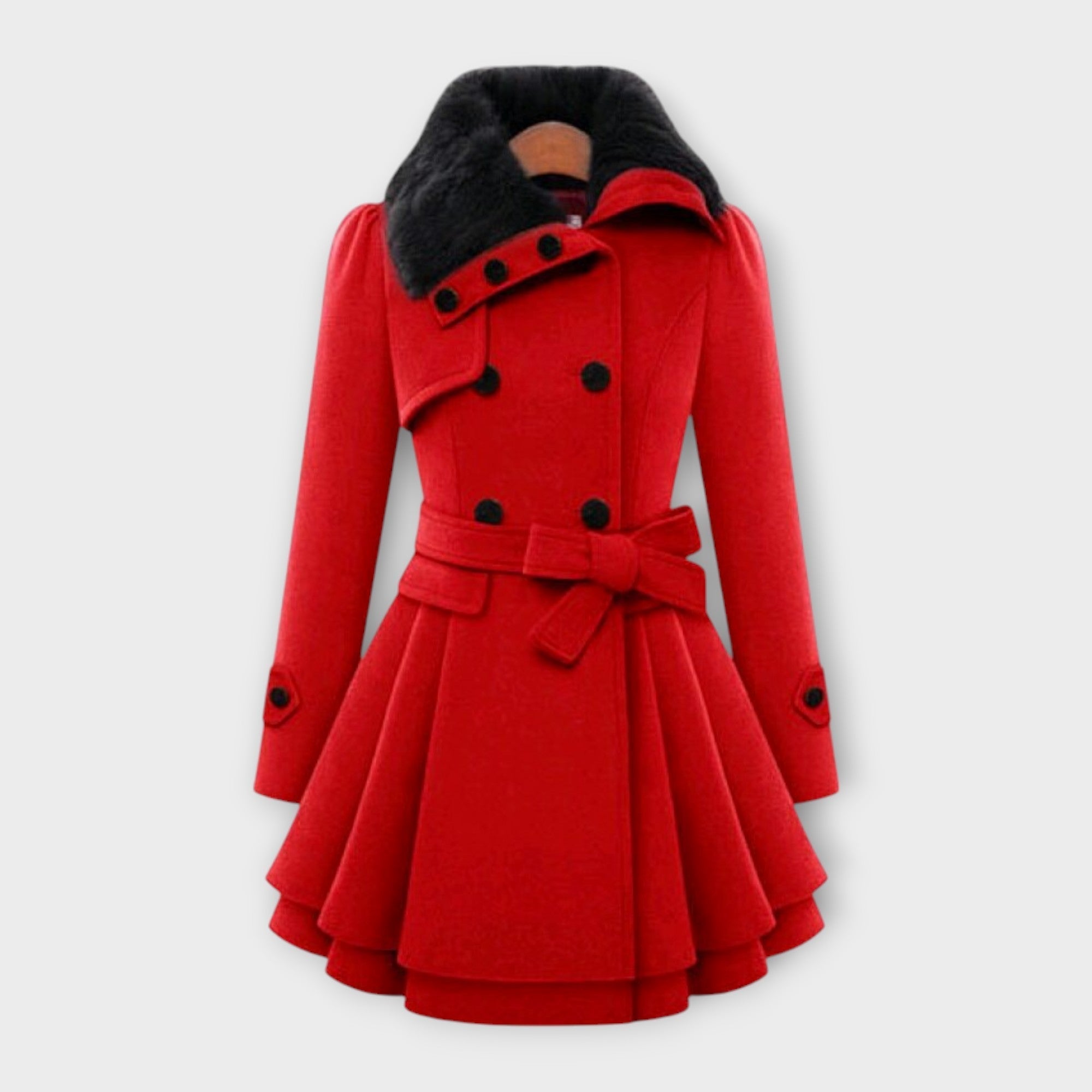 Emma - Elegant Frakke med Faux Fur Krave