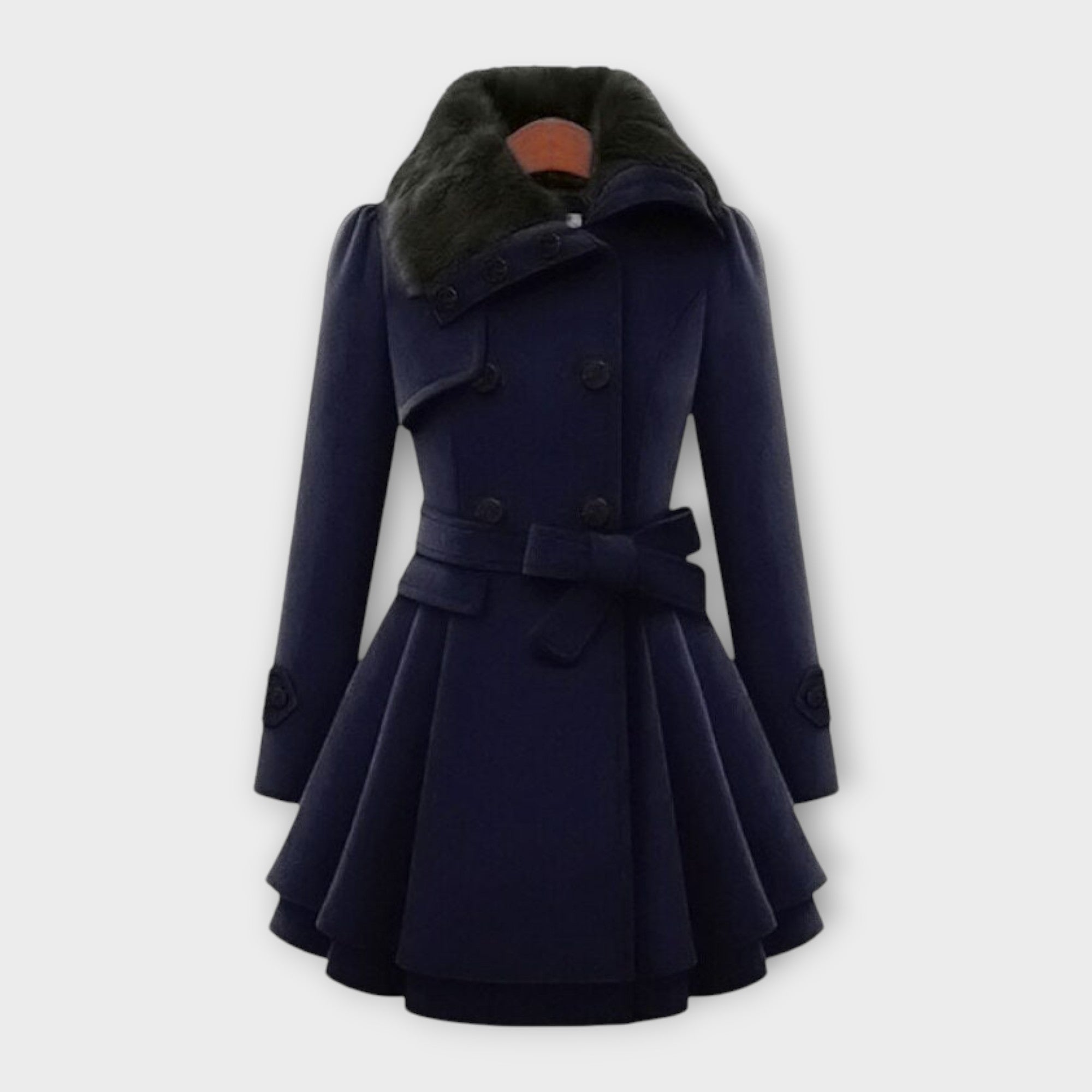 Emma - Elegant Frakke med Faux Fur Krave