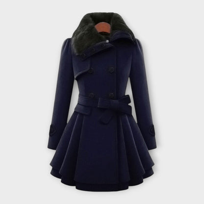 Emma - Elegant Frakke med Faux Fur Krave