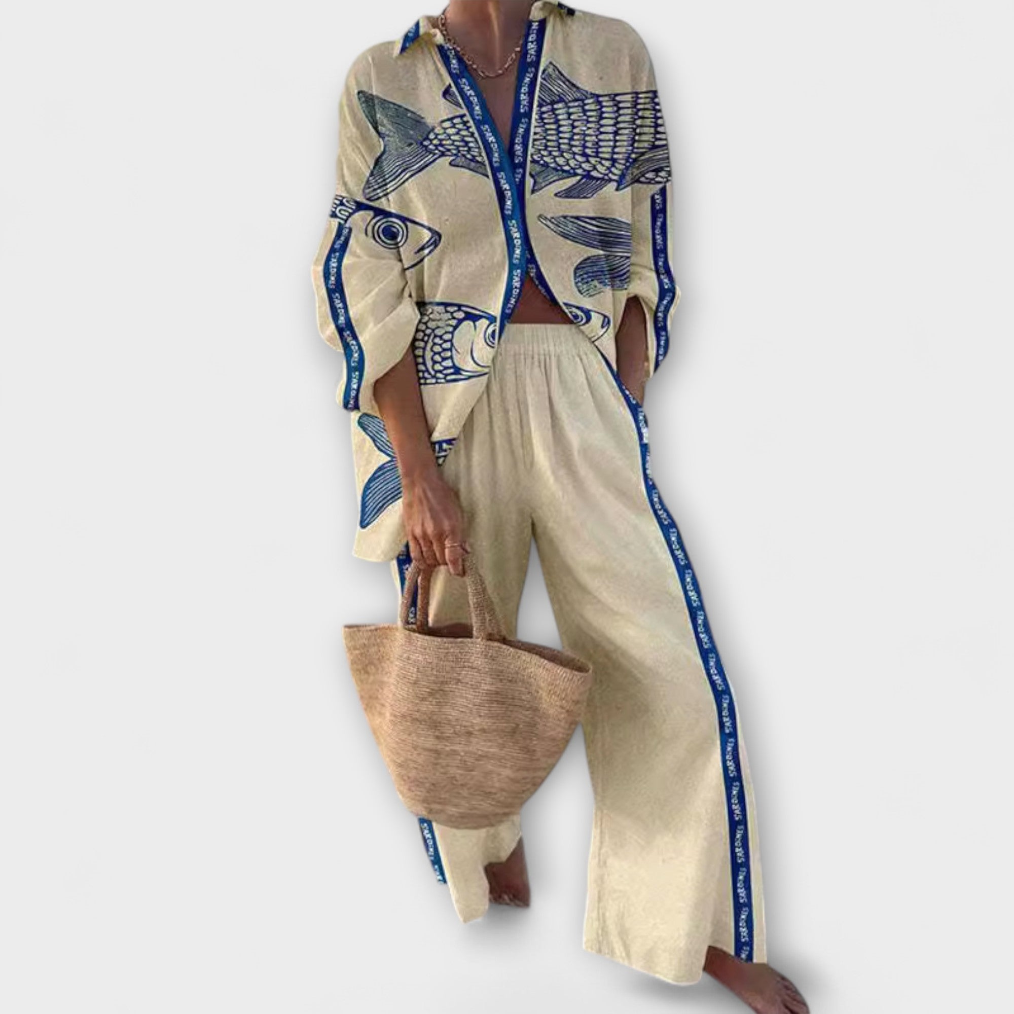 Yazette – Casual Look med Fisk Print