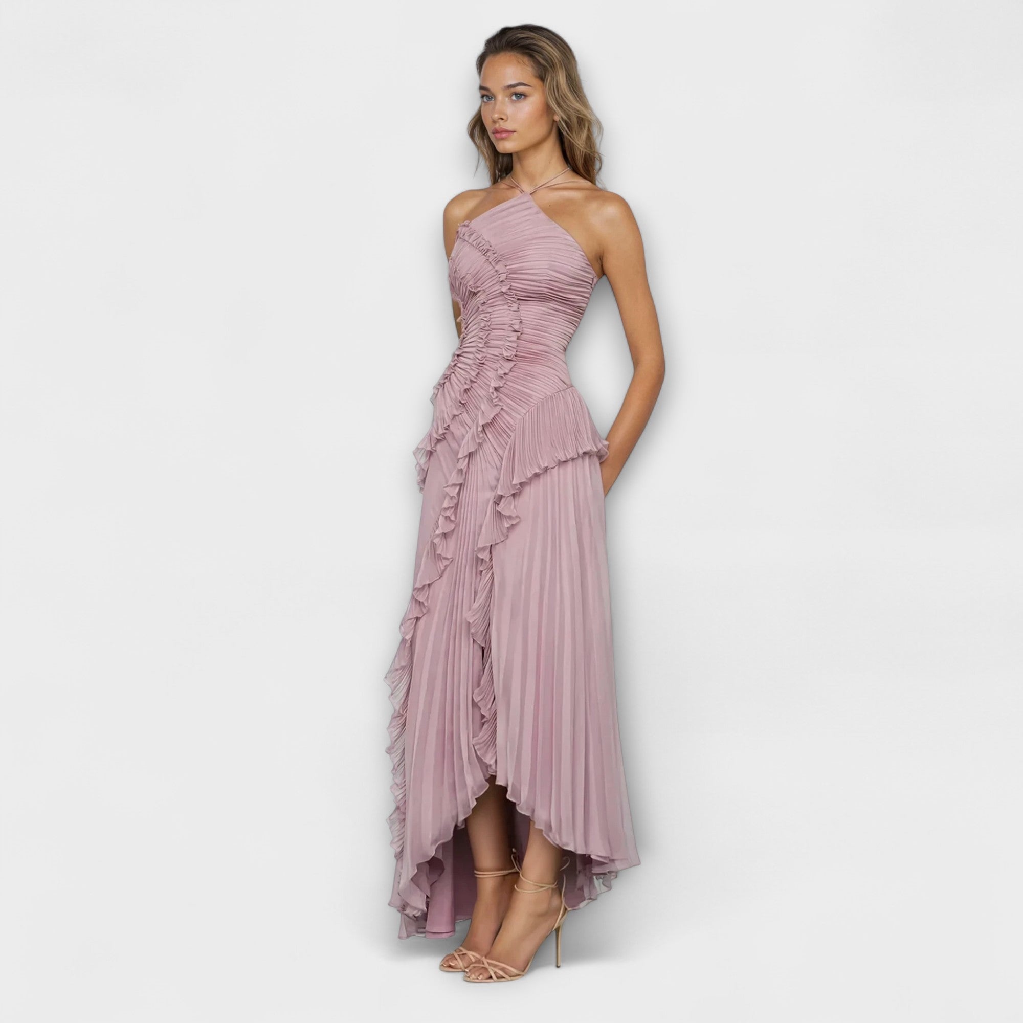 Elisia - Elegant udenærmet lang kjole