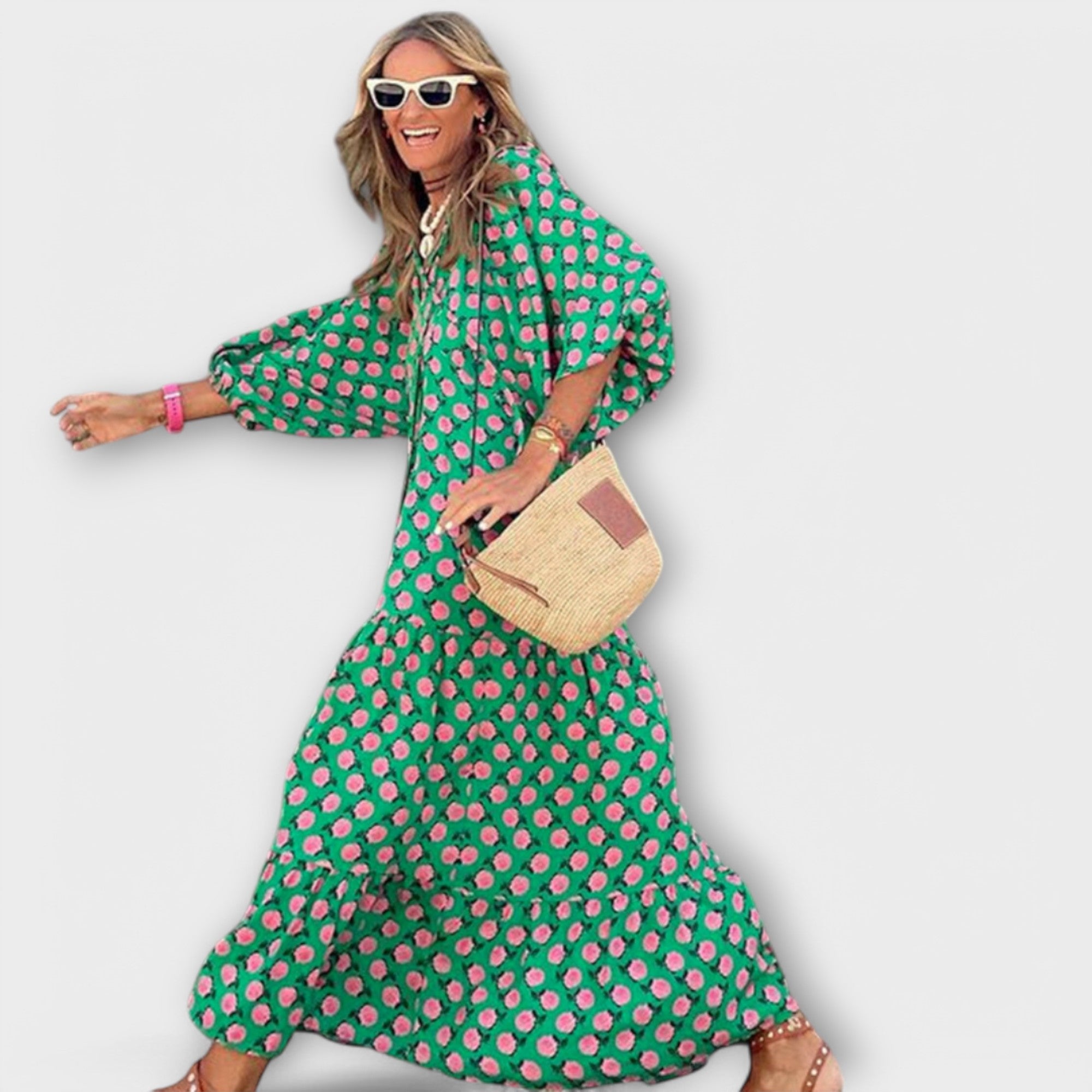 Elegant Geometrisk Maxi Kjole