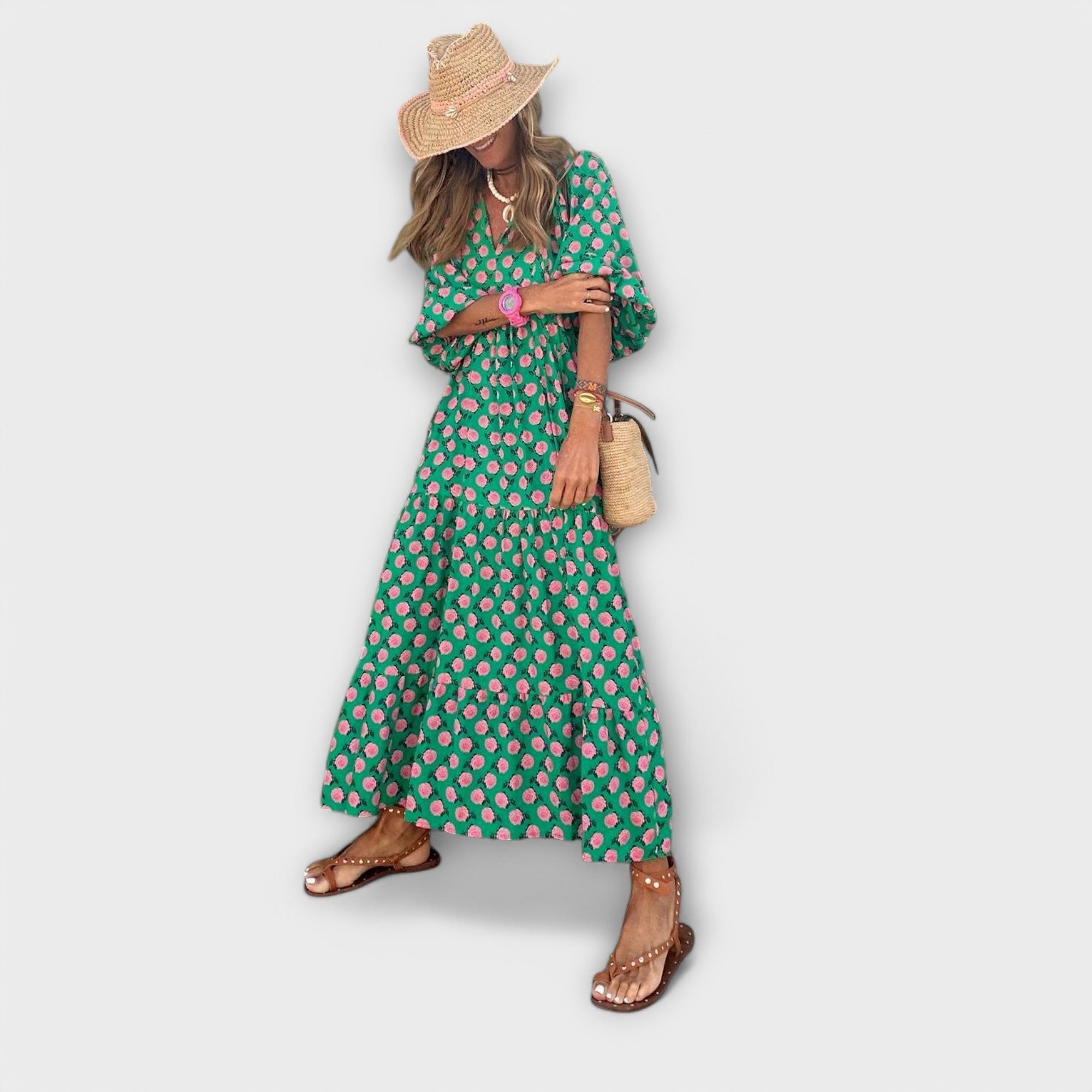 Elegant Geometrisk Maxi Kjole